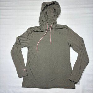 Ridge Merino Green Merino Wool Lightweight L/S Hoodie T-Shirt Womens Med